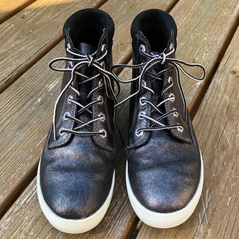 Timberland Black Metallic High Top Leather Sneaker - Picture 2 of 14